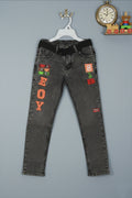 Kids Denim Jeans "BOY" Patchwork Gray Stretch Jeans