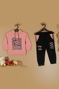 Kids' " ATTITUDE" Hoodie & Jogger Set – Pink & Black Unisex Tracksuit