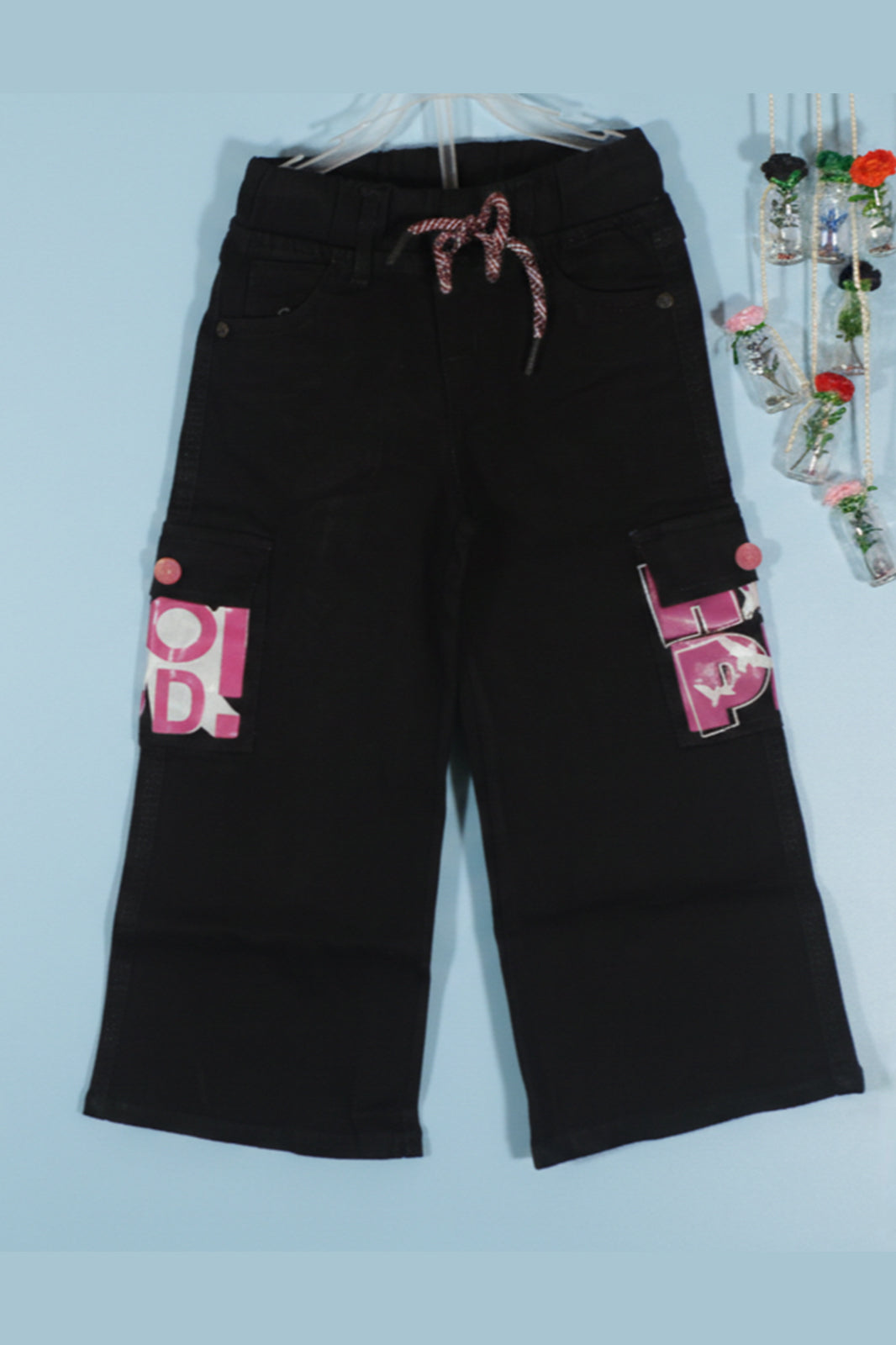 Girls Black Cargo Imported Quality Pant.