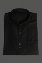 Boys Black  Embroidered Kurta – Traditional Eid & Party Wear