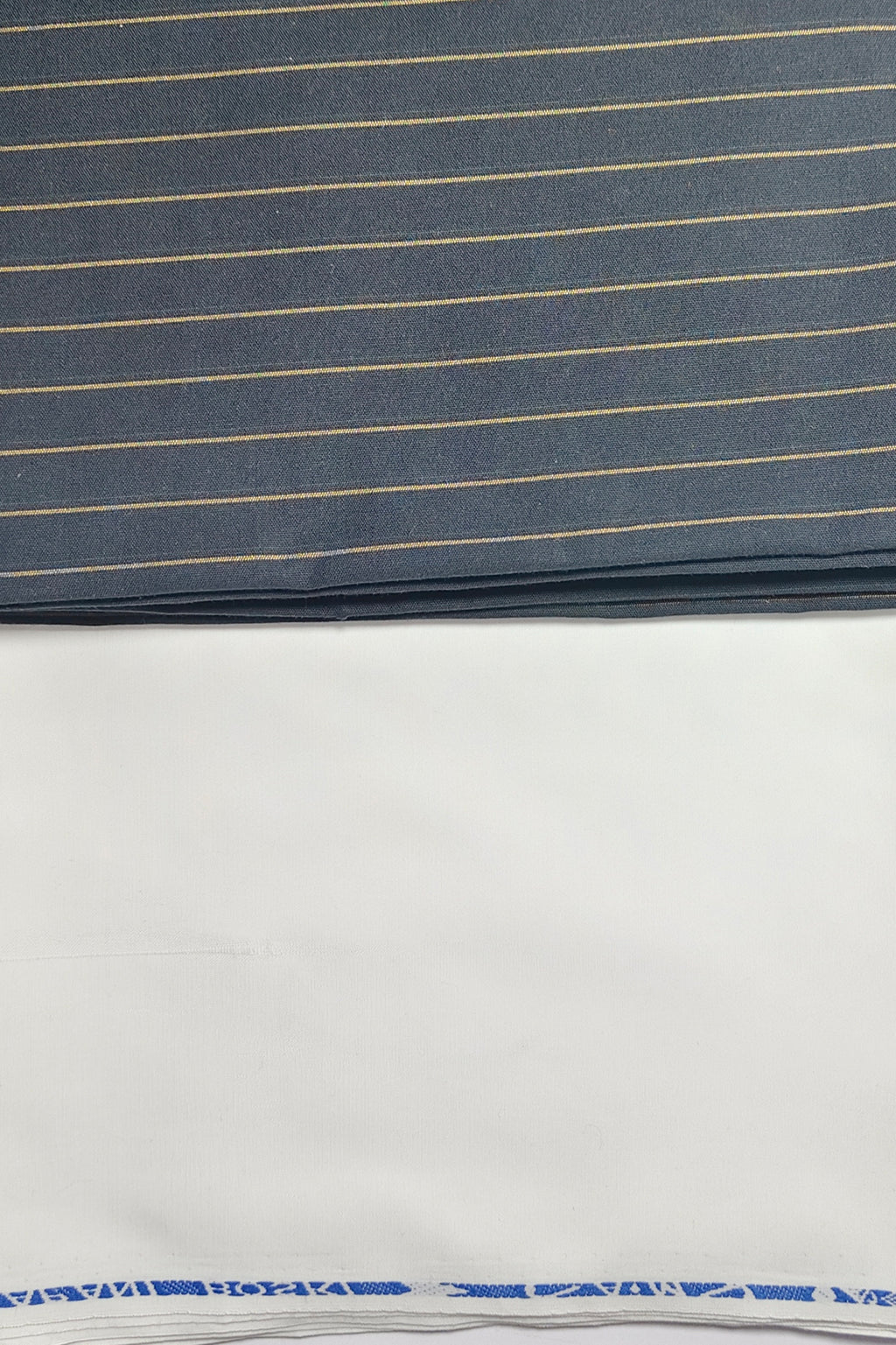Premium Imported Vietnam Quality black Pinstripe Kurta Shalwar Fabric – Elegant Gold Line Design