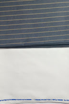 Premium Imported Vietnam Quality black Pinstripe Kurta Shalwar Fabric – Elegant Gold Line Design
