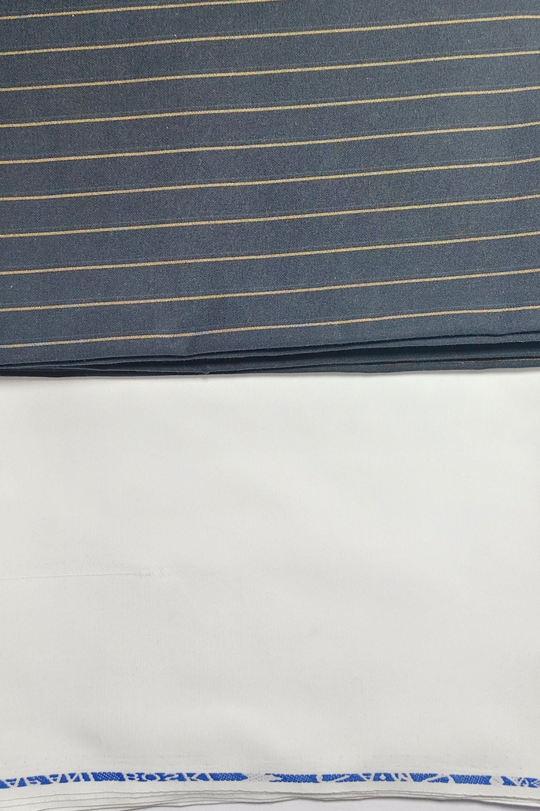 Premium Imported Vietnam Quality black Pinstripe Kurta Shalwar Fabric – Elegant Gold Line Design