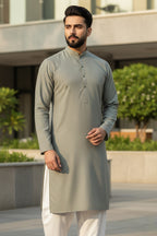 Pistachio green with rust doted self design premium kurta with white shalwar