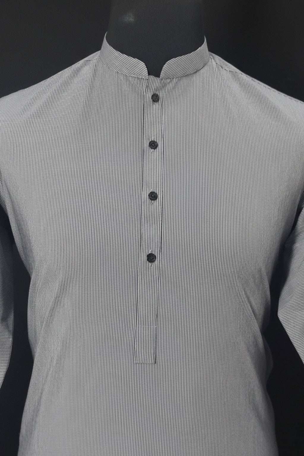 Gray base with Black premium Lining kurta with white shalwar