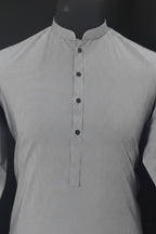 Gray base with Black premium Lining kurta with white shalwar