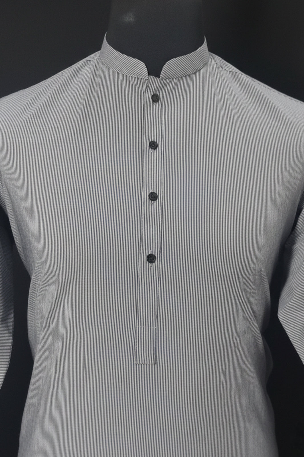 Gray base with Black premium Lining kurta with white shalwar