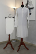 Crisp White Mandarin Collar Shirt - Men's Elegant Tunic