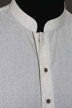 Crisp White Mandarin Collar Shirt - Men's Elegant Tunic