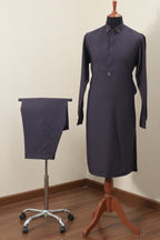 Men's PREMIUM Dark Purple Formal Style Suit with Intricate Collar and Placket Detail