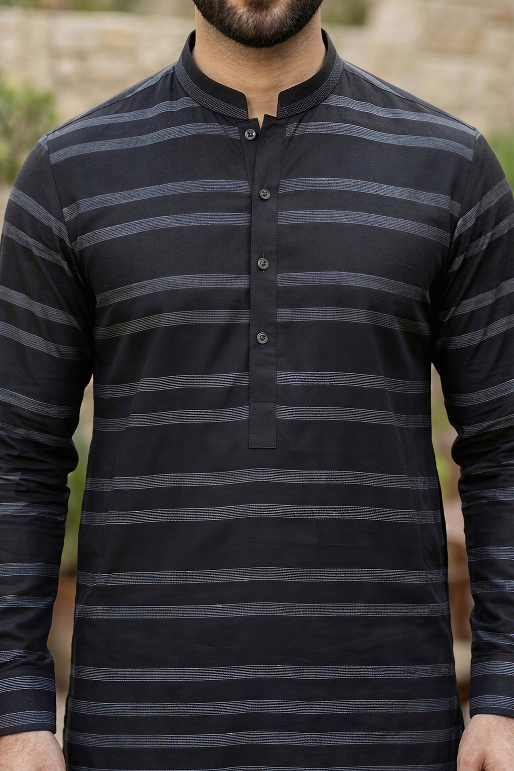 Eid Edition Premium Cotton Midnight Striped  Kurta shalwar.