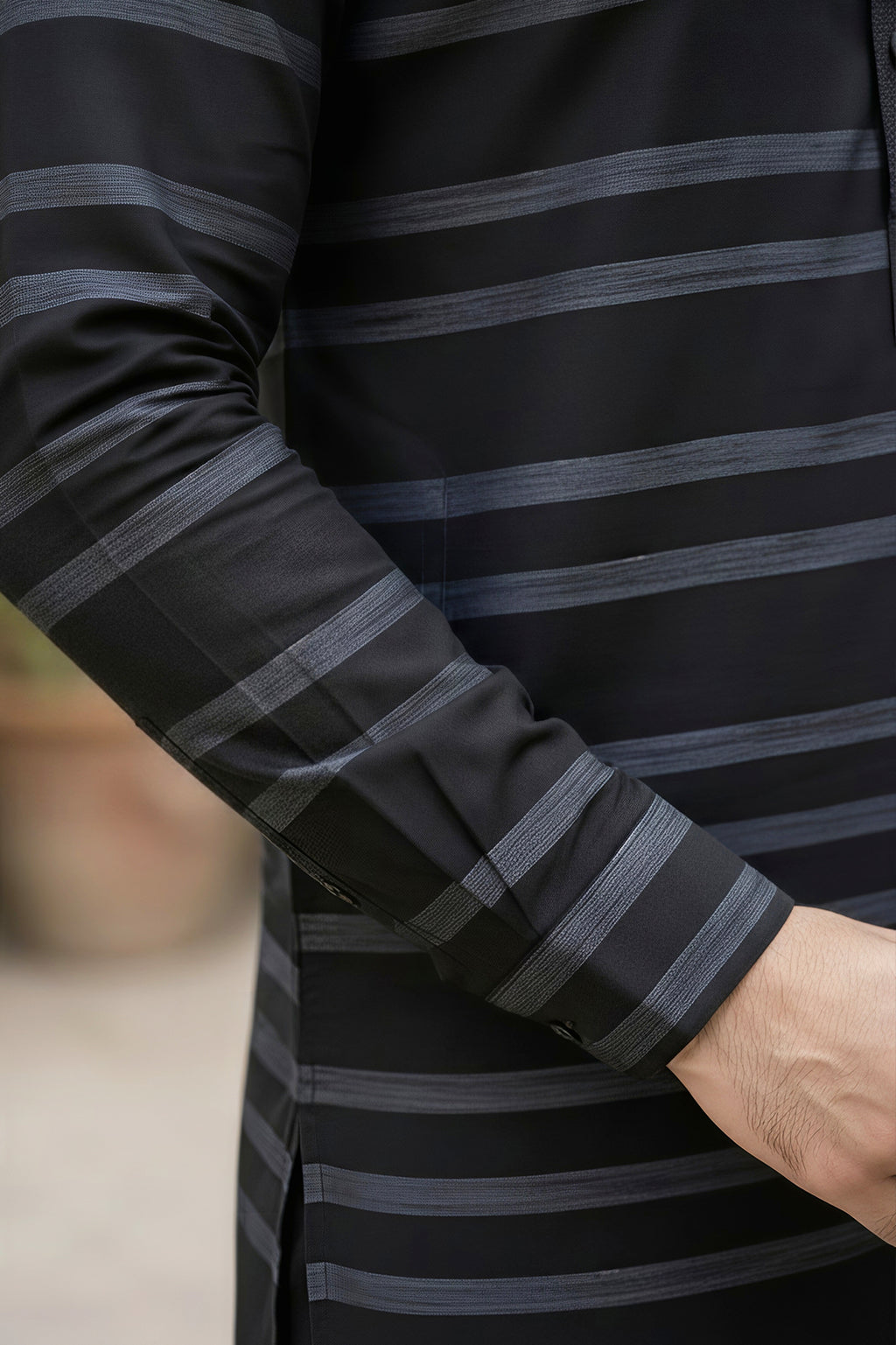 Eid Edition Premium Cotton Midnight Striped  Kurta shalwar.
