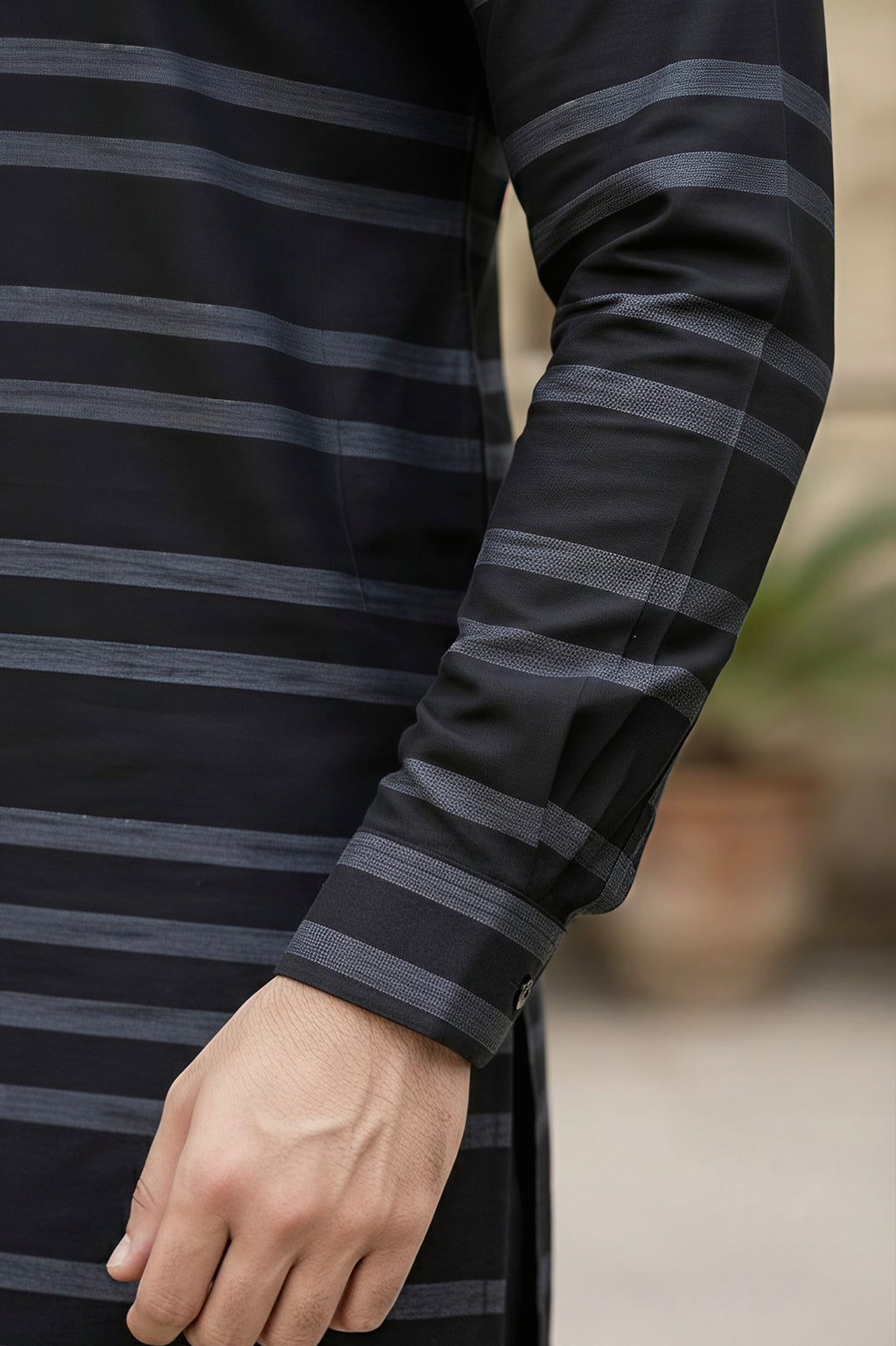 Eid Edition Premium Cotton Midnight Striped  Kurta shalwar.