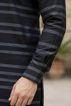Eid Edition Premium Cotton Midnight Striped  Kurta shalwar.