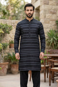 Eid Edition Premium Cotton Midnight Striped  Kurta shalwar.