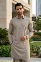 Premium Ideal Summer Fabric Sage-Pistachio color Kameez Shalwar with Collar & Coin Buttons