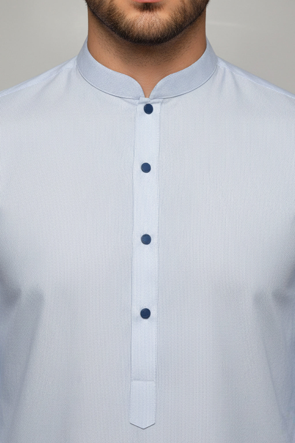 Vietnam stuff Elegant Sky-Blue Men’s Kurta Shalwar — Minimal Band Collar
