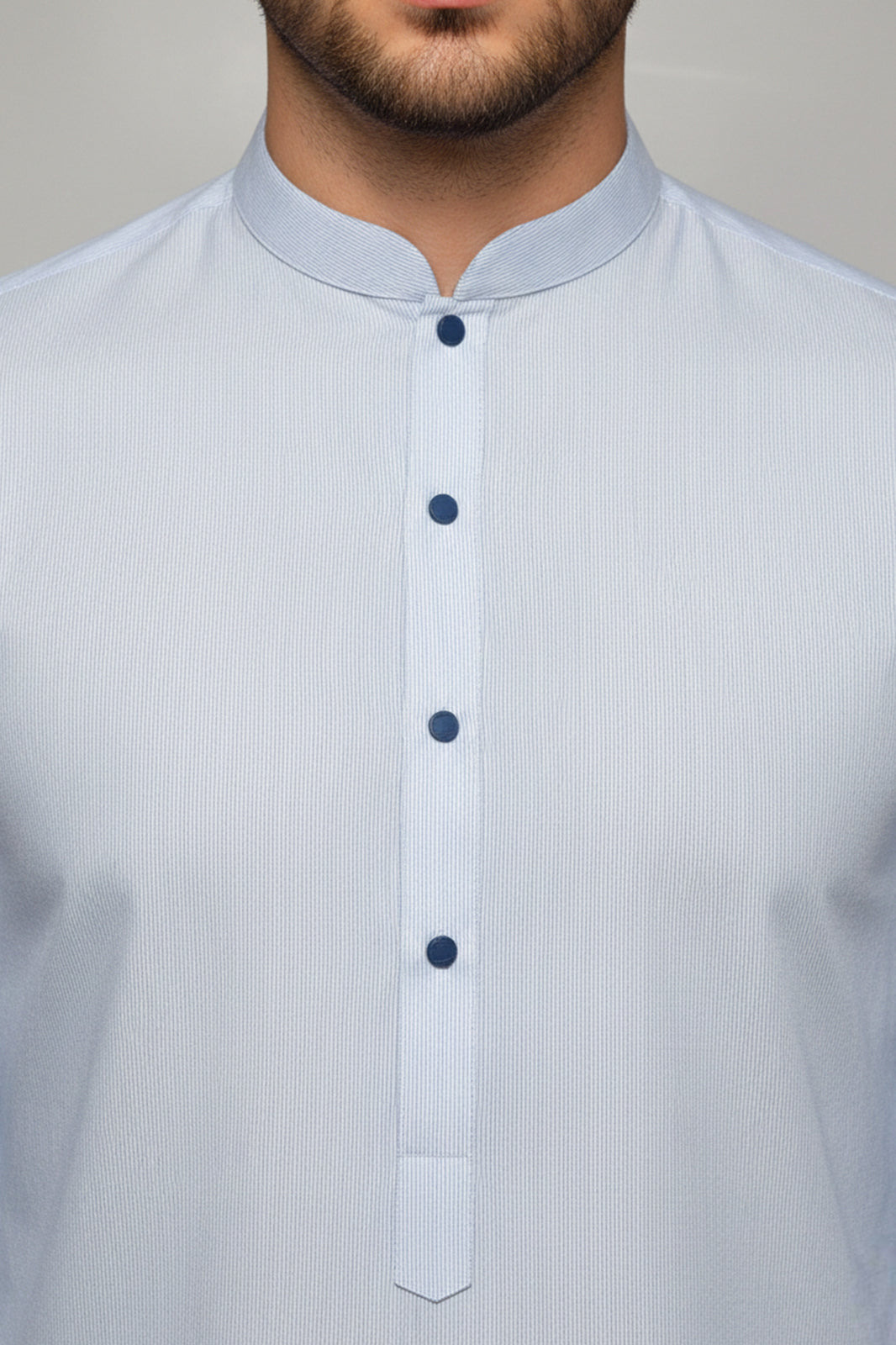Vietnam stuff Elegant Sky-Blue Men’s Kurta Shalwar — Minimal Band Collar