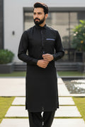 Premium Black Kameez Shalwar – Blue Accent Detailing