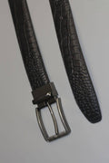 Men’s Luxury Reversible Croc-Embossed Leather Belt – Black &amp; Brown with Polished Gunmetal Buckle