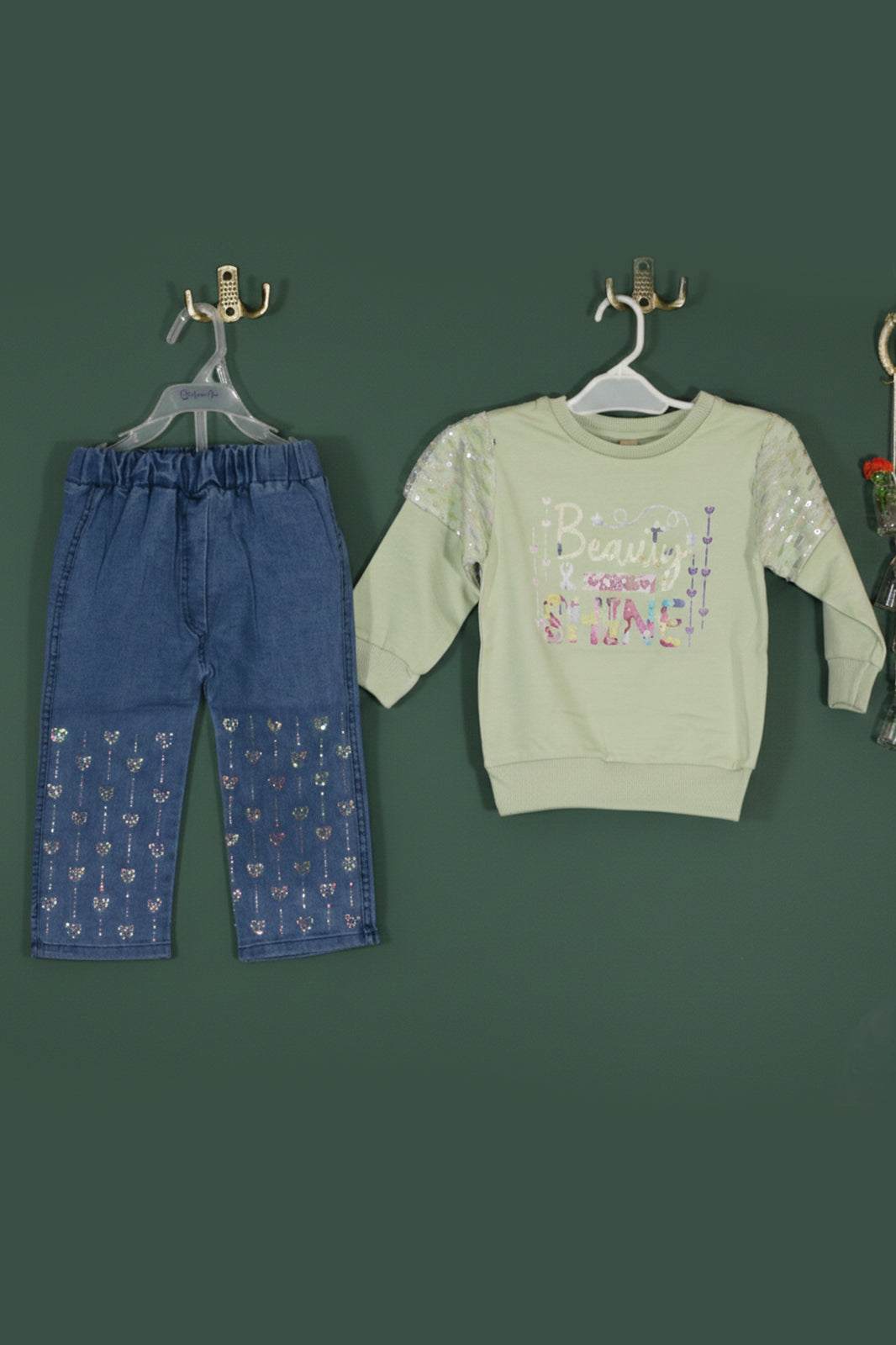 Baby Kids' Sparkle Shine Shirt &amp; Denim Jeans Set – "I’m Ready to Shine"