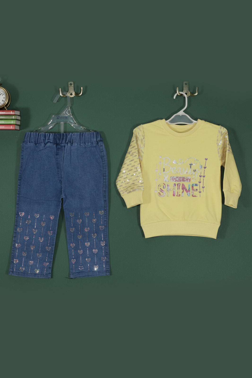 Baby Kids' Sparkle Shine Shirt &amp; Denim Jeans Set – "I’m Ready to Shine"
