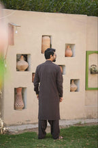 Men’s Premium Dark Brown Imported Wool Kurta Shalwar –  With Elegant Packing Gift Box.
