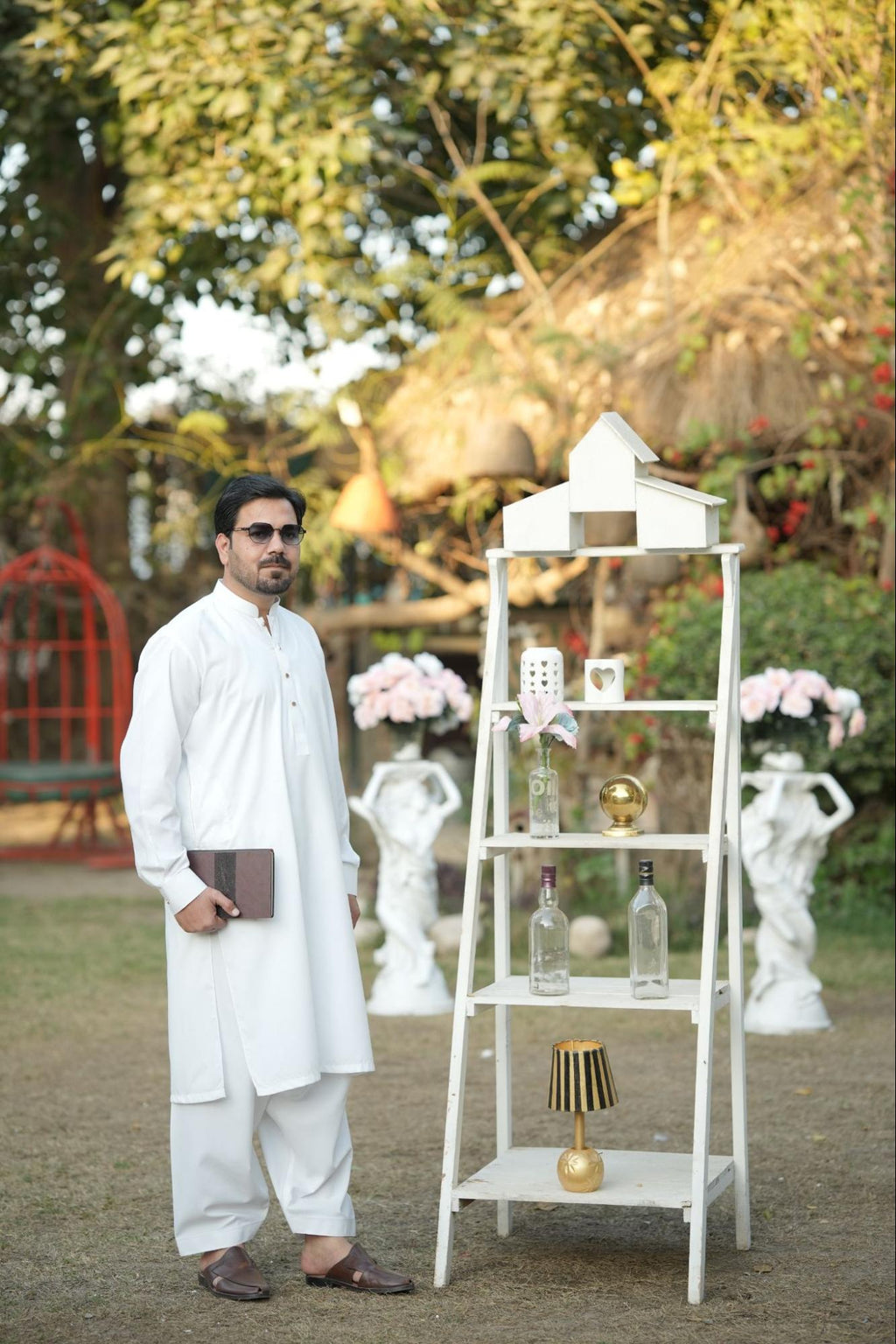 Men’s Premium Off white With Mate Gold Button Edition Kurta Shalwar.