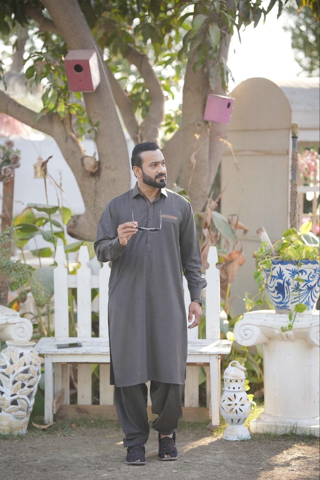 Men’s Premium Double Shaded ( Brown with Olive Texture Shade )Kurta Suit .