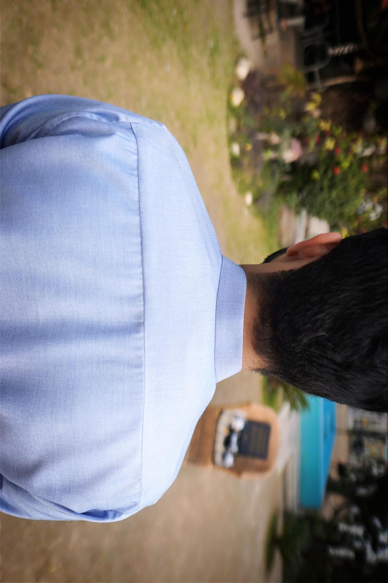 Men’s Premium Shine SKY Blue Self Fabric Design blend Kurta Shalwar –  With Elegant Packing Gift Box.