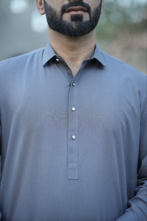 Classic Grey Textured Men’s Dress Shalwar kameez– Perfect Fashion Style