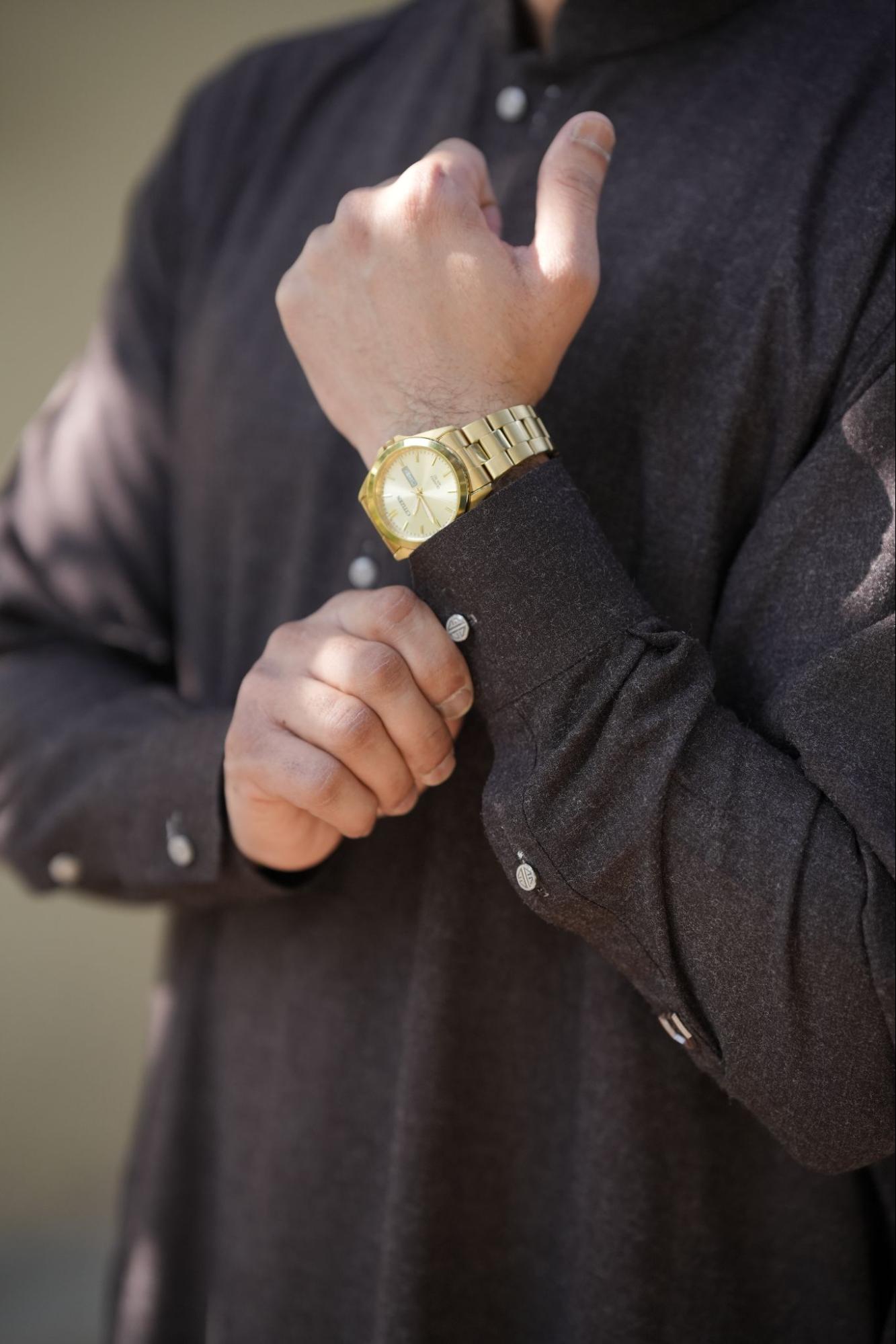 Men’s Premium Dark Brown Imported Wool Kurta Shalwar –  With Elegant Packing Gift Box.