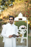 Men’s Premium Off white With Mate Gold Button Edition Kurta Shalwar.